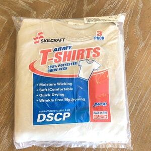 JWOD Skilcraft (3) Pack Tan Sand Army T-shirts DSCP Size Large 42-44